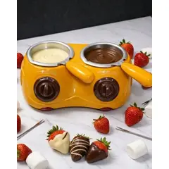 GENERICO - Ollita Chocolatera Doble Eléctrica Amarillo para Fondue Máquina para derretir Chocolate