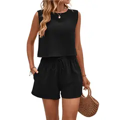 TIOZONEY - Conjuntos de ropa de mujer-Negro