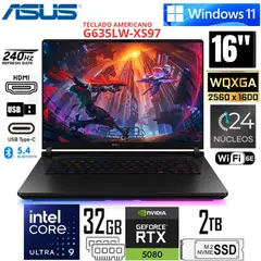ASUS - Laptop ROG Strix SCAR 16 Intel Core Ultra 9 275HX RAM 32GB 2TB  RTX 5080 16GB 16"