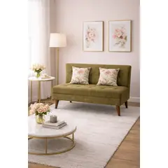 ARTSOFA - Sofá Nube Dos Cuerpos Verde Olivo Antifluido + Obsequio