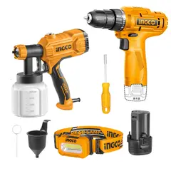 INGCO - Taladro 12V + Pistola para pintar 450w