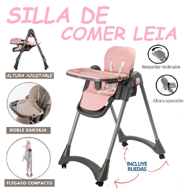 Nueva Silla de Comer Leia Regulable -Rosa
