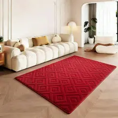 GENERICO - Alfombra a peluchada de 2mts x 140cm - Rojo