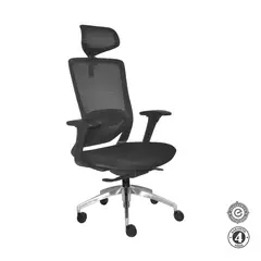 ALTHEA CONFORT - Silla Ergonómica Reclinable Con Slider Brazo 4D Loop Aluminio Negro