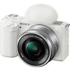 SONY - Cámara sin espejo para vlogs Alpha ZV‑E10 con lente 16‑50 mm f3.5‑5.6 II, color blanco.