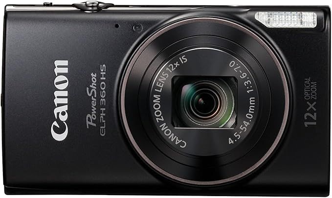 PowerShot ELPH 360 HS A Black, 20.2MP CMOS, 12x Zoom, OIS, 1080p Full HD