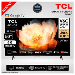 TCL - Televisor 50” 50V6C LED UHD 4K Smart TV Modelo Nuevo