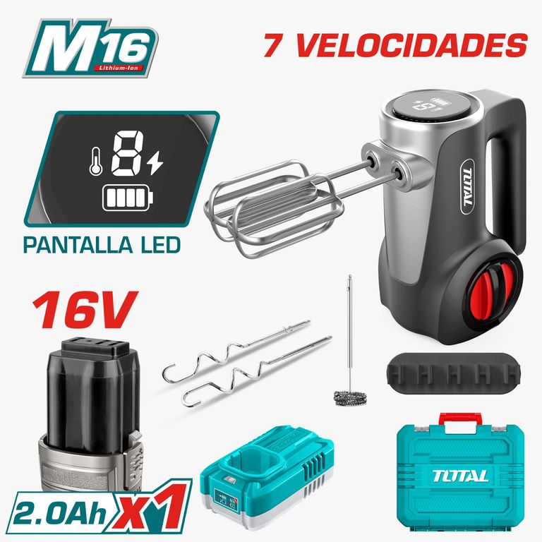 SET BATIDORA DE MANO 16V DISPLAY LED 1X2.0AH + MALETN