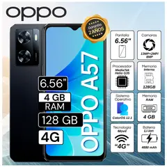 OPPO - Celular A57 6.56" Pulg. 4GB RAM 128GB ColorOS 12.1 - Negro