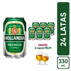 GENERICO - Cerveza Hollandia pack 24 latas 330ml GRATIS Copa PALM