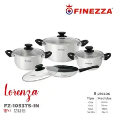 FINEZZA - Juego de Ollas Lorenza FZ-1053TS-IN 8 piezas