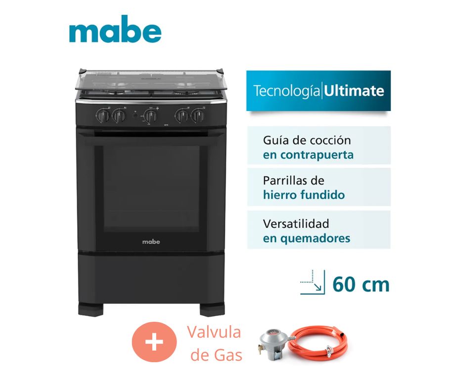 Cocina De Piso A Gas 60cm Negro Cmp6010fn0 + Válvula de Gas