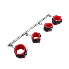 GENERICO - Barra de Esparcimiento Ajustable Acero Inoxidable con Esposas Acolchadas BDSM