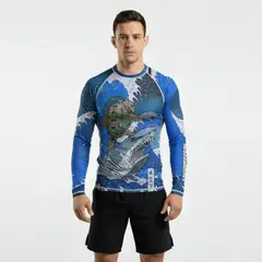 GENERICO - Rashguard Polo Licra Compresor Hombre Tortuga surf mediano
