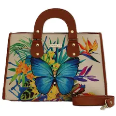 CHULA TULUM - CARTERA MODELO CANASTA CON ESTAMPADO JARDIN DE MARIPOSA