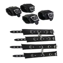 GENERICO - Barra de Esparcimiento Ajustable Acero Inoxidable con Esposas Acolchadas BDSM