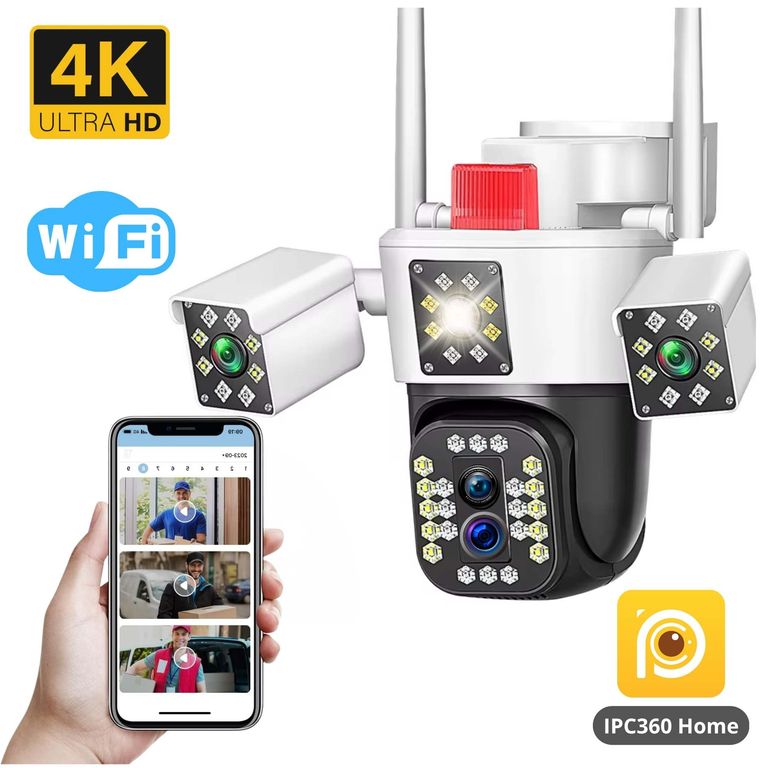 Camara de Seguridad Lantun WIFI PTZ 3 Lentes con Zoom Optico FHD