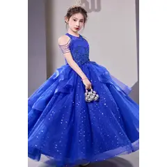 ARELYS - Vestido Niña Fiesta Azul Talla 10