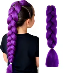 GENERICO - Kanekalon Morado Niña Rumi Guerrera Bailarina de Kpop Trenza Peluca Disfraz 90cm