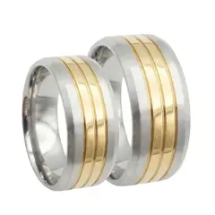 GENERICO - Aros Anillos Compromiso Boda Cinta Acero Plateado Dorado