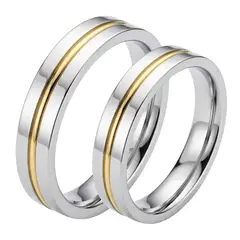 GENERICO - Anillo Sortija Unisex Diseño Clásico Acero Plateado Dorado