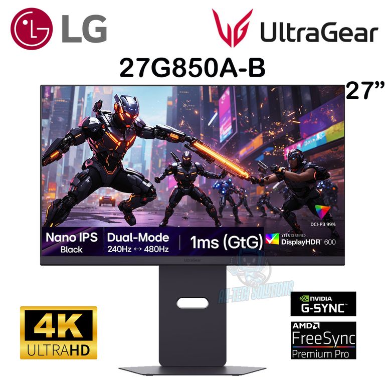 MONITOR GAMER UltraGear 27G850A-B NANO IPS 4K 27 DUAL MODE 240Hz 1Ms