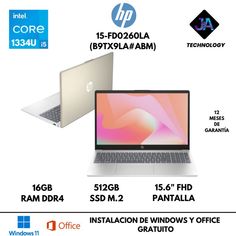 LAPTOP 15-FD0260LA CORE I5 1334U 16GB 512GB SSD 15.6 FHD FREEDOS