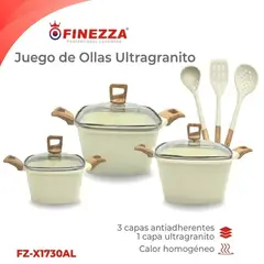 FINEZZA - Juego de ollas ultragranito de 9 pzs FZ-X1730AL