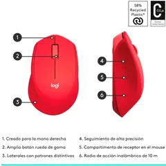 LOGITECH - MOUSE M280 INALAMBRICO RED