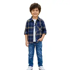 GENERICO - Camisa Niño Manga Larga + Polo - 100% Algodón