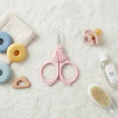 GENERICO - Tijera Bebé Rosada Seguridad Alta Precisión Punta Redondeada