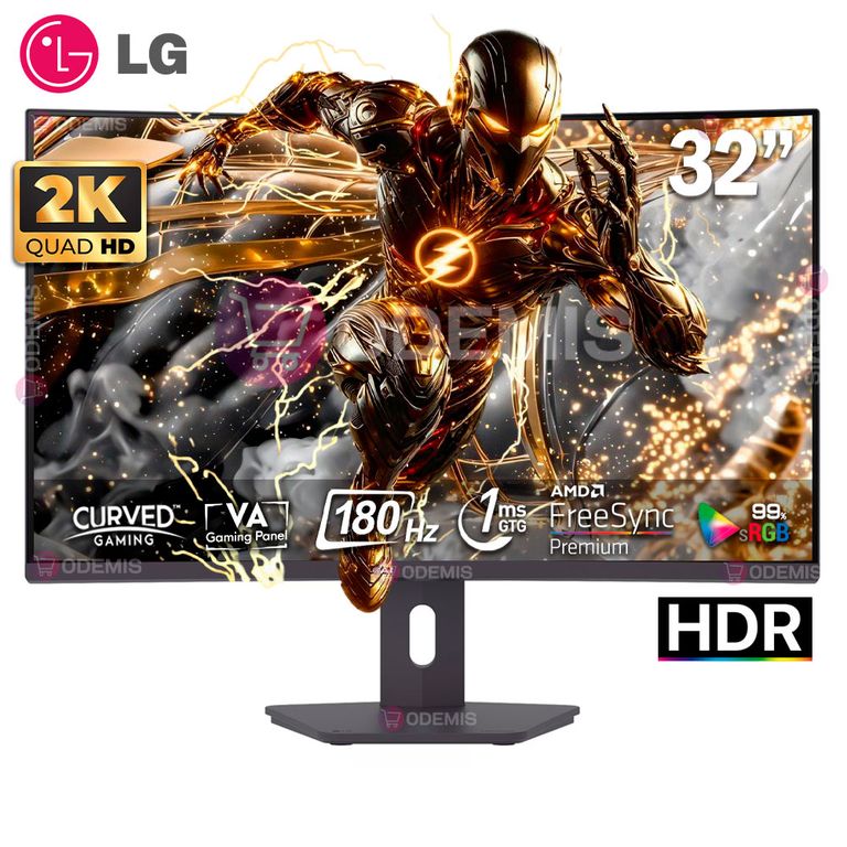 MONITOR UltraGear 32G600A-B, 32 Curvo VA, QHD, 180Hz, 1ms, FreeSync