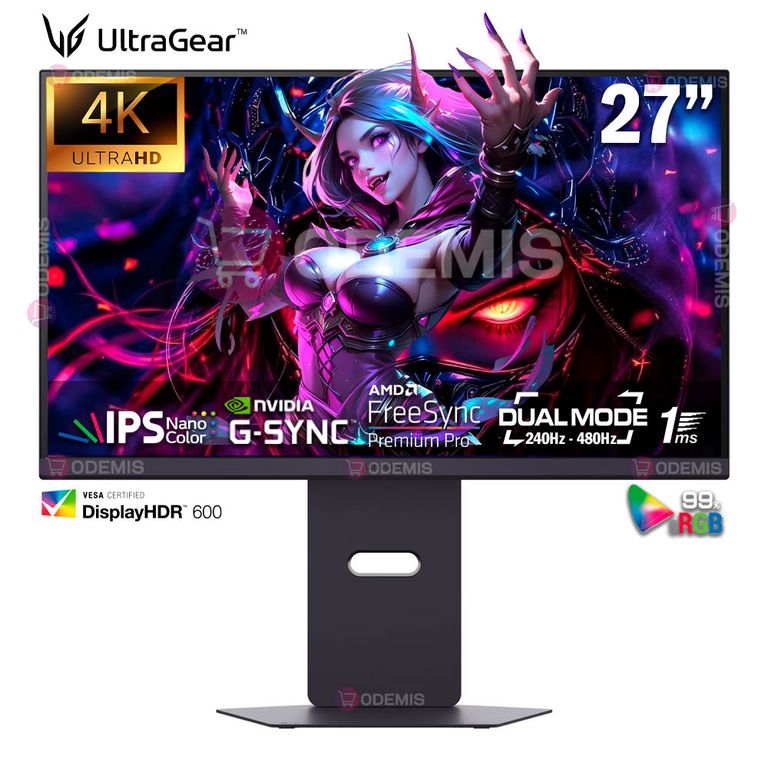 MONITOR UltraGear 27G850A-B, 27 Nano IPS, UHD 4K, DUAL MODE 4K 240Hz FHD 480Hz, 1ms