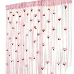 DANWEILE - Cortina decorativa con cuentas para el hogar, 1x2 metros -Rosa
