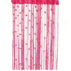 DANWEILE - Cortina decorativa con cuentas para el hogar, 1x2 metros -Rosa roja