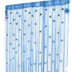DANWEILE - Cortina decorativa con cuentas para el hogar, 1x2 metros -Azul