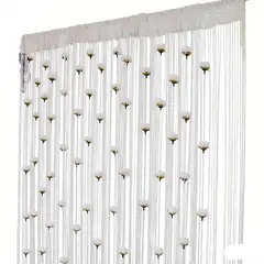 DANWEILE - Cortina decorativa con cuentas para el hogar, 1x2 metros -Blanco