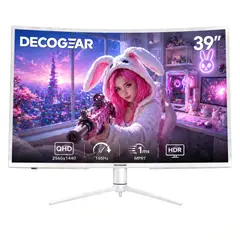 GENERICO - Monitor Gamer Curvo Ultrawide 39 QHD 2K 165Hz 1ms USB-C 65W White Deco Gear