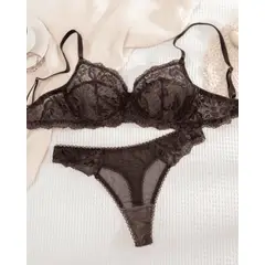 GENERICO - Set de Lencería chocolate para mujer L - TABITA