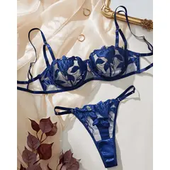 GENERICO - Set de Lencería azul para mujer M - ALONDRA