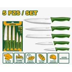 S/M - SET DE CUCHILLOS DE COCINA 5PCS ACERO INOX 3CR14