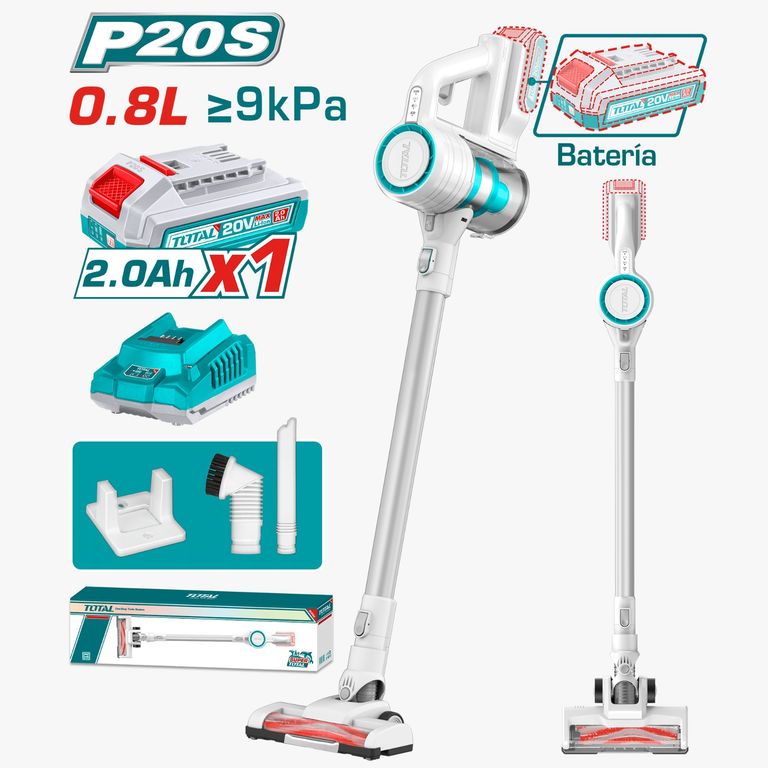 ASPIRADORA VERTICAL LI-ION 20V 0.8L PRESION 9KPA 1X2.0AH