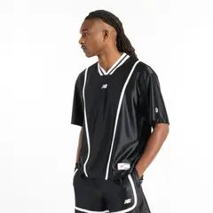 NEW BALANCE - Polo Hombre Hoops Short Sleeve Shooting Top Negro