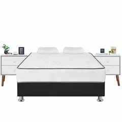 FORLI - Cama Igneo Gris Queen + 02 Veladores