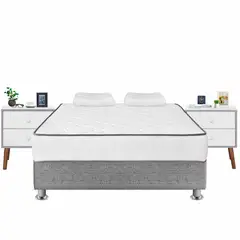 FORLI - Cama Igneo Plata Queen + 02 Veladores