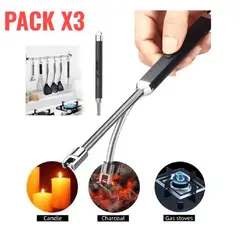 OEM - Pack x3 Encendedores Recargables USB de Arco Eléctrico - Ideal para Parrilla, Vela y Gas