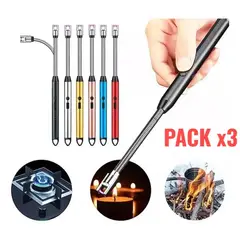 OEM - Pack x3 Encendedor Eléctrico de Plasma - Flexible, Ecológico y con Indicador de Batería