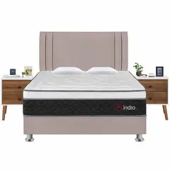 FORLI - Dormitorio Iridio Beige Queen + 02 Veladores Veni