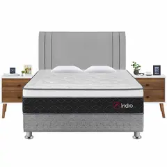 FORLI - Dormitorio Iridio Plata Queen + 02 Veladores Veni