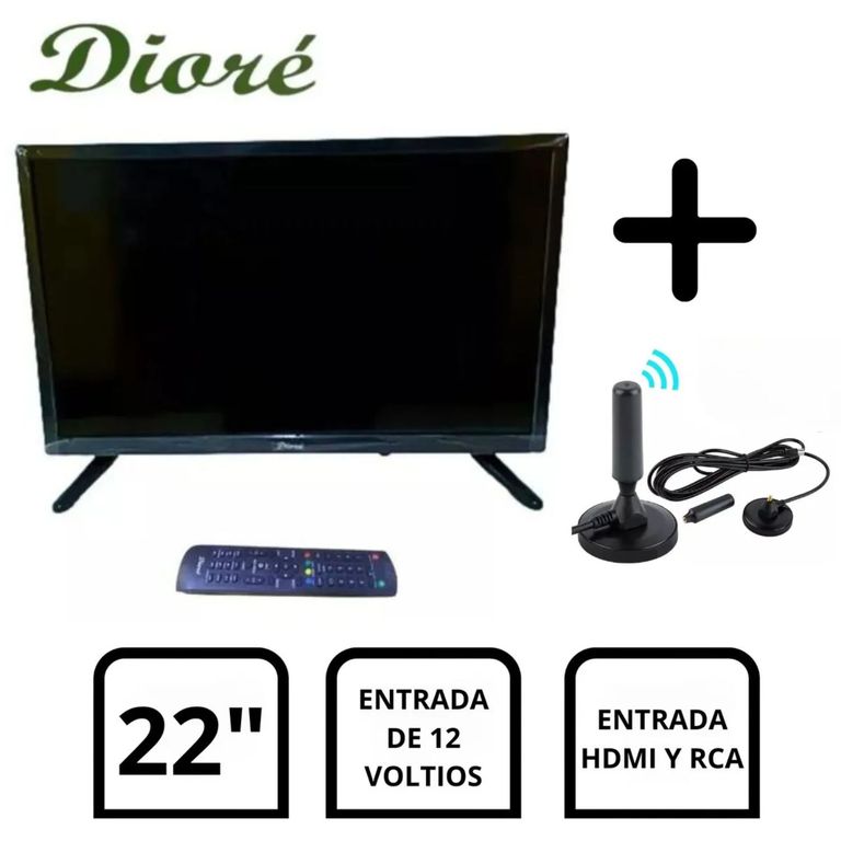 Televisor Dioré DS22D básico 12 voltios + Antena Señal Digital HDTV